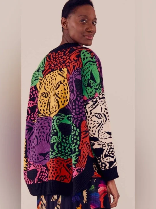 FARM Rio Multicolor Animal-Print Crewneck Sweater - Picture 3 of 6